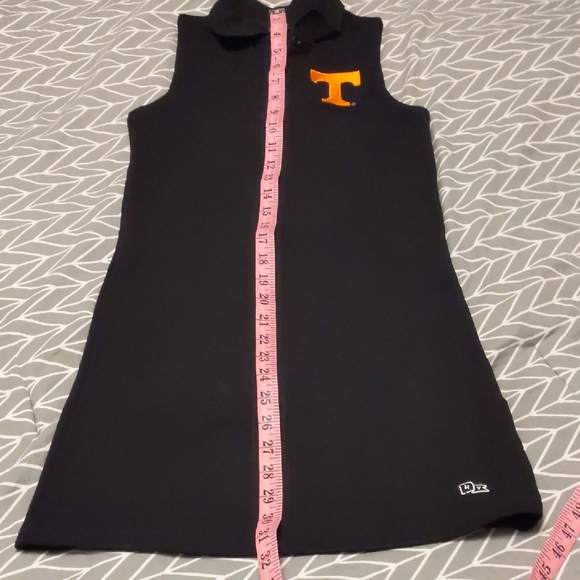 Black Sleeveless Polo Dress with Orange T Logo - Picture 5 of 8